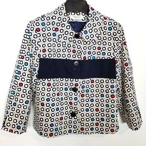 Roth LeCover Womans Blazer Top Multicolor Sz 8  Geometric Long Sleeve Button‎ Up